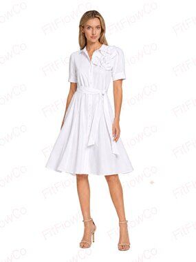 Karl Lagerfeld Paris Flower Corsage Shirtdress XS White NWT